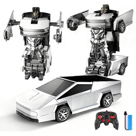 Transform Remote Control Cars Race Toy EV Truck for Boys Girls 4-7 8-12, 2.4Ghz RC Robot Car 2 in 1 Transforming Truck with Light Effect, Deformation Vehicle 360° Rotation Car Pickup Toy Ideal Gift