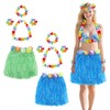 10Pcs Hawaiian Leis Hula Grass Skirt Set,Include 2 Luau Grass