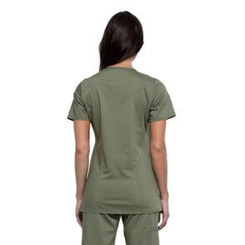 V-Neck Scrubs for Women Workwear Revolution, Soft Stretch, Easy Care WW620, L, Olive