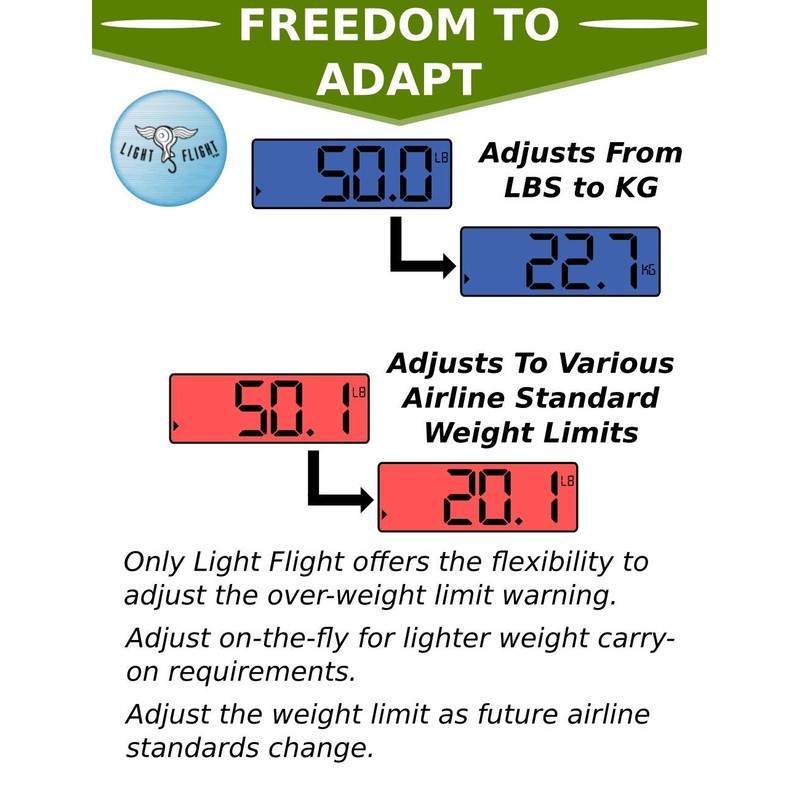 Light Flight Digital Luggage Scale (Silver), Retractable Two Handed Comfort