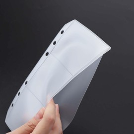 NatSumeBasics 12 A6 Binder Pockets Double-Sided Frosted Cash Stuffing Envelopes 1 Side 3.5"x6.5" Pocket, 1 Side 3.5"x2.3" 3 Pockets for Binding Accessories Supplies