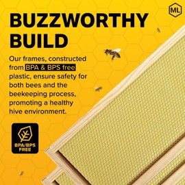 Mann Lake Premium Beekeeping Frames, Fully Assembled, Deep Rite-Cell Hive Frames, Beeswax Coating, Universal Fit, BPA & BPS Free, 6 1/4 Inches, Natural, 10-Pack
