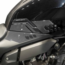 labelbike - 3D Sticker Motorcycle Tank Side Protection and Decoration in Resin Compatible with Yamaha MT-07 2025 - Colour Grey