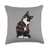 Christmas Cat tangled lights tree down tuxedo Cat Kitten Throw