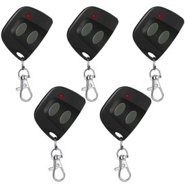 Kingdder 5 Pcs 10 Dip Switch Garage Door Remote Two Button Garage Remote Compatible with Multicode 300mhz 3089 3060 3070 3083 Gate Opener with Keychain, Control 2 Different Doors Simultaneously