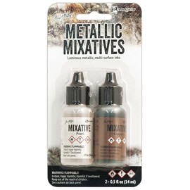 Ranger TIM21254 Adirondack Alcohol Ink Metallic Mixatives, 1/2-Ounce, 2-Pack, Pearl and Copper