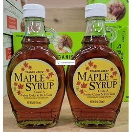 Trader Joe’s Grade A Maple Syrup Amber Color & Rich Taste 8fl oz 236ml (Two Bottles)