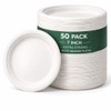 1ABOVE 50 Pack Extra Strong White Disposable Bagasse Plates, 100%