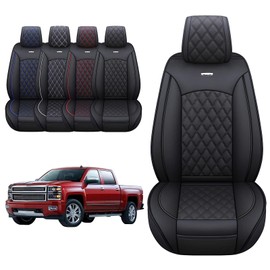 SecosAutoparts 2007-2021 Full Set Seat Covers Black Compatible with Chevy Silverado 1500 GMC Sierra 2007 2008 2009 2010 2011 2012 2013 2014 2015 2016 2017 2018 2019 2020 2021