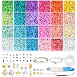 Beads for Bracelets, 12000 Pieces Beads for Threading Bracelets DIY with Glass Beads, Beads for Threading with Letter Beads, for Jewellery Making, DIY Bracelets, Necklaces, Crafts