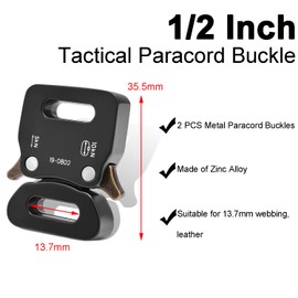 CooBigo 1/2" Paracord Bracelet Buckle Clip, 2 PCS Metal Paracord Clasps Accessories for Bracelets Pet Collar Hardware Tactical Buckle Backpack Keychain Parachute 550 Rope