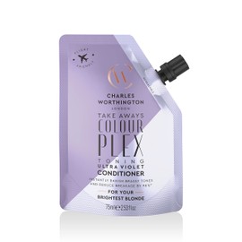 Charles Worthington ColourPlex Toning Violet Conditioner Takeway, Travel Size, Tone and Brighten, Salon Purple Conditioner for Blondes, 75ml