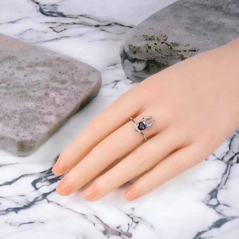 Dtup Anillo Compromiso Maléfica Oro Blanco Plata .925 Negro Dtup®