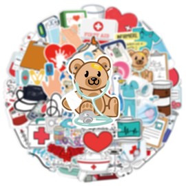 50Pcs Cartoon Nurse Doctor Stickers for Girls Boys Children Teens,Modern Simplicity Stickers for Laptop Water Bottles,Bicycle,Skateboard,Computer,Waterproof Vinyl for Wall,Graffiti Stickers