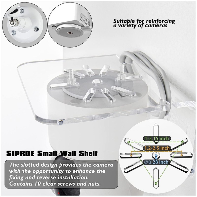 3pcs Acrylic Small Wall Shelf Floating Shelf for Security Cameras