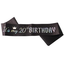 Glitter Birthday Sash for Women,Birthday Party Favors Supplies Decorations,Its my birthday Sash for Women Girls Men Boys, 20 Years Old, 31.5 inches