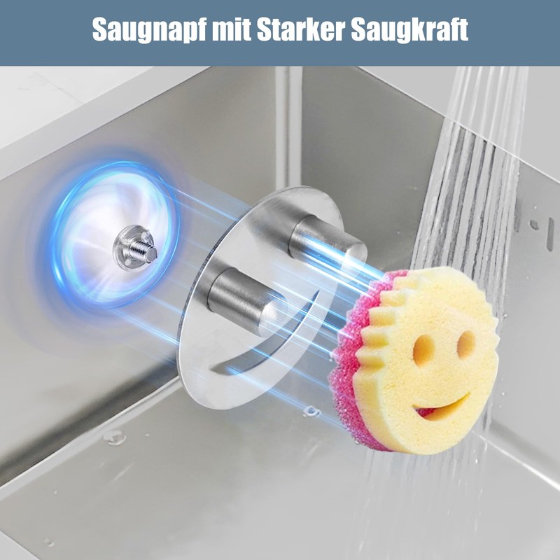 Yoljun Stainless Steel Smiley Face Sponge Daddy Holder, Sponge Holder
