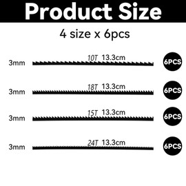NIYATA 24 pieces scroll saw blades, scroll saw blades 133 mm, 10T 15T 18T 24T fretsaw blades, HCS saw blade for cutting, for jigsaw machines