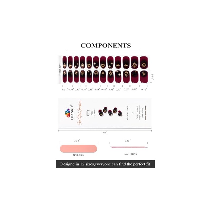 EBANKU 24PCS Tiras de Esmalte de Uñas de Gel Semi-Curado,