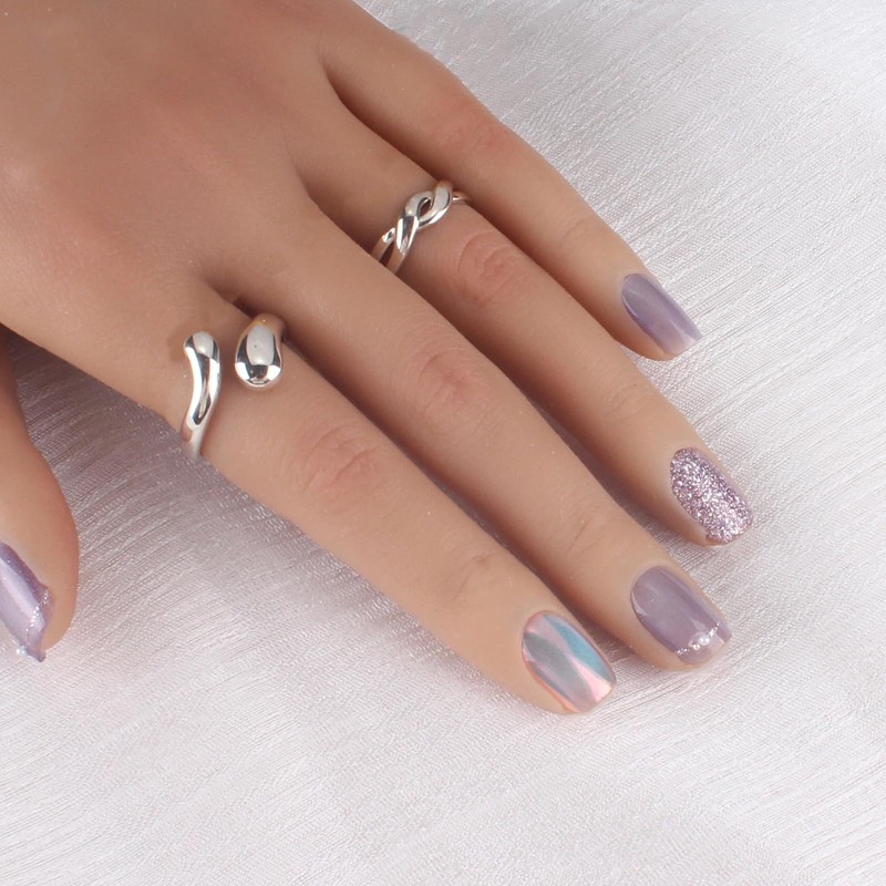 Nail Tips, Short, Square, Purple, Stylish, Gal False Nails, Handmade