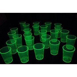 DIRECTGLOW LLC 100ct Blacklight Reactive 10oz Party Cups + 5 Blacklight Balloons (Neon Green)