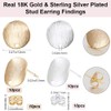 Beebeecraft 20Pcs 2 Colors Flat Round Stud Earring Findings 18K