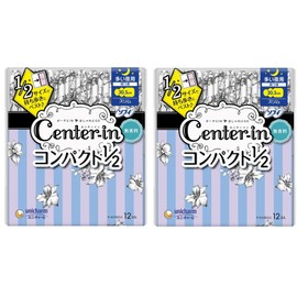 Center In Compact 1/2 Unscented For Many Nights, With Wings, 12 Sheets x 2 Pieces (Slim Sanitary Napkins)