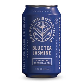 Rishi Tea Blue Tea Jasmine Sparkling Botanicals Sparkling Water - Organic, Unsweetened, Zero Added Sugar, Caffeine Free, Real Plants, Virtus Botanicals - 12 oz (Pack of 12)