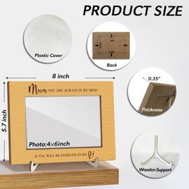 Mom Memories Gifts Picture Frames Condolences Remembrance Photo Frames Sympathy Bereavement Gifts for Loss of Loved One Mom Mother Wood Frame Table Top Display 4x6 Photo Living Room Decorations -037