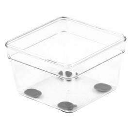 Glad Bandeja de almacenamiento de plástico para cajones, contenedor organizador resistente para el hogar, cocina, baño, dormitorio, oficina, pies antideslizantes, transparente, 3 x 3 pulgadas