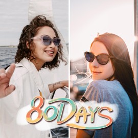 80Days Women’s Geometric Sunglasses – Sculpted Silhouette, Timeless Glamour, UV400 Protection (BLK)