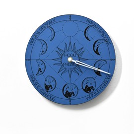 Moon Phase Wall Clock - Lunar Cycle - Round Blue - Moon Phase Tracker - Unique Wall Decor - Sun and Moon - Perpetual - Optional RGB LED 5V
