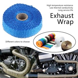motorcycle exhaust wrap, Exhaust Wrap,5m Universal Car Exhaust Insulation Tape Professional Exhaust Heat Wrap With Stainless Steel Cable Ties For Exhaust Pipe Wrap (Blue)