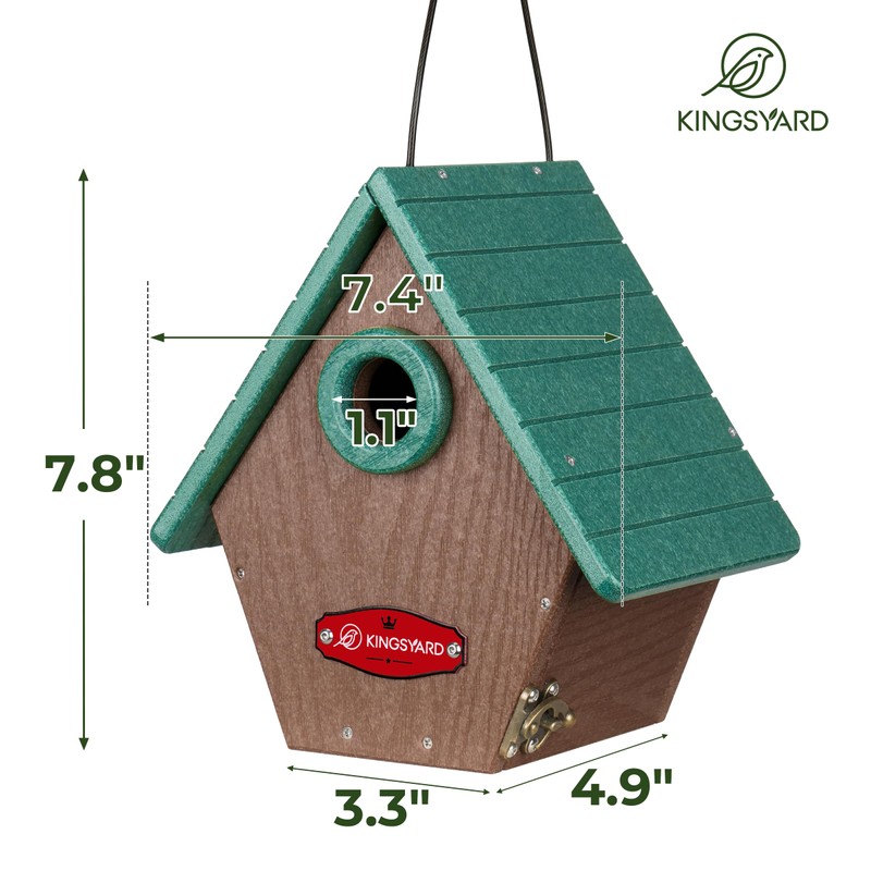 Kingsyard Recycled Plastic Bird House for Outdoors - Hanging Nesting
