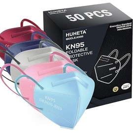 HUHETA 50 PCs KN95 Face Mask, 5-Layer Face Mask Filter Efficiency≥95%