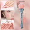 XEAOHESY 1pc Blue White Mineral Powder Brush Inlay Blue Pink