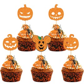 Blumomon 30 Pcs Glitter Little Pumpkin Cupcake Toppers Fall Birthday Party Dessert Cupcake Picks for Birthday Wedding Party Baby Shower Autumn Party Decoration Supplies