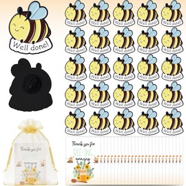 fiintrwa 25/50 Sets Bee Pins Employee Appreciation Gift for Coworker with Bee Lapel Pin Bee Badge Organza Bags and Thank You Cards (25 PCS)