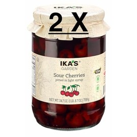 Ika’s Garden Pitted Sour Cherries in Light Syrup – 24.7 oz Jar – Vegan, Gluten-Free, Non-GMO – Product of Bulgaria (Pack of 2)