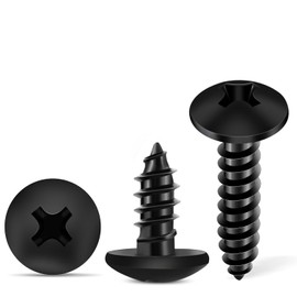 100 PCS #8 X 5/8 inch 18-8 (A2) Stainless Steel Truss Head Phillips Wood Screws, Black Coated Full Thread No.8 X 0.63'' Multipurpose Screw by TPOHH