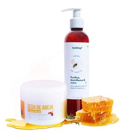 NATSHOP | Kit Seda de Abeja Crema Facial 50g y Crema Corporal 250ml - Hidratantes y Reparadoras con Ingredientes Naturales y Orgánicos | Skin Care