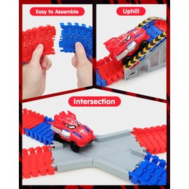Spider Tracks Car Toys for Boys Ages 3-8, 2 Spider Cars & 212PCS Flexible Race Track, STEM Building Toy Gift for 3 4 5 6 7 8 Year Old Kids