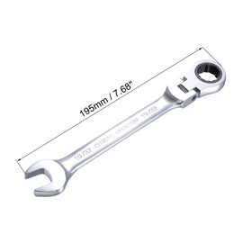 sourcing map 19/32 Inch Flex-Head Ratcheting Combination Wrench SAE 72 Teeth 12 Point Ratchet Box Ended Spanner Tools, Cr-V