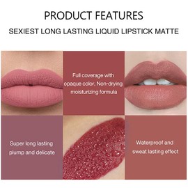 Tiejdhr 3Pcs Nude Matte Lipstick Set, Ice Cream Velvet Smooth Matte Lip Gloss, 24 Hour Natural Long Lasting & Nourishing Lip Glaze Non-stick Cup for Women Makeup (Set A)