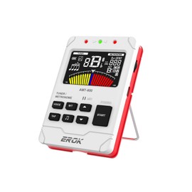 EROK Rechargeable Digital Metronome & Tuner - All-in-One with Stereo Headphone Output, Voice Counting,Suit for Guitar, Bass, Violin, String Instruments (White)
