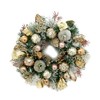 Gold Pomegranate Christmas Wreath with Ribbon and Ornament Accents