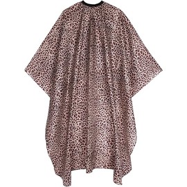Waterproof Leopard Hair Cutting Cape - 64" x 56" Salon Cape with Adjustable Neckline for Professional Stylists and Home Use