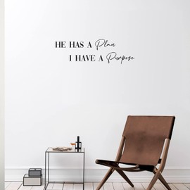 Vinyl Wall Art Decal - He Has A Plan - 10" x 32" - Inspirational Modern Lovely Spiritual Quote Sticker for Home Bedroom Living Room Closet Coffee Shop Religious Center Decor (Black)