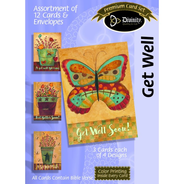 Get Well Butterfly Floral 5 x 7 Inch Set of