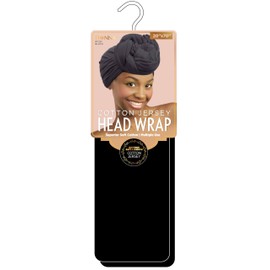 DONNA Cotton Jersey Head Wrap 20" X 70", Superior Soft Cotton Multiple Use, Black Color 1pc